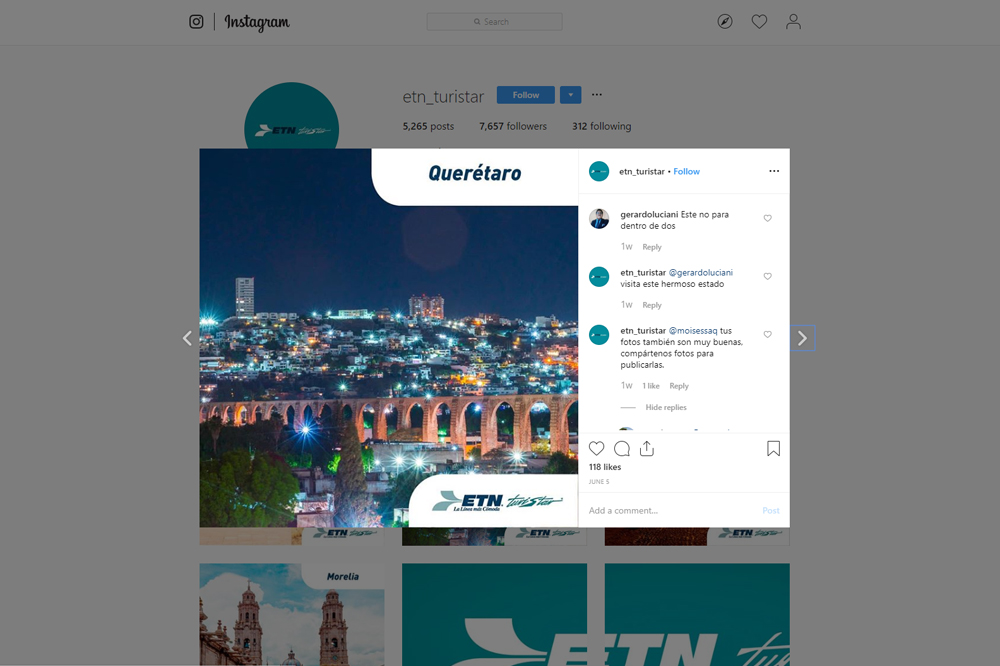 ETN-Turistar Instagram profile
